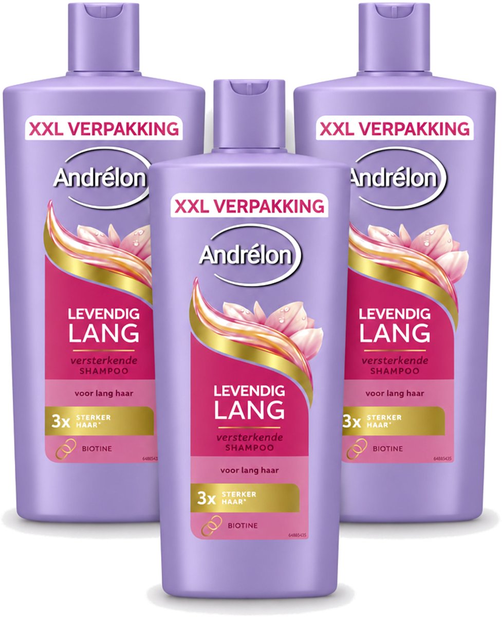 3 x Andrélon – Shampoo – Levendig Lang – 685 ml - Voordeelverpakking - 3 stuks