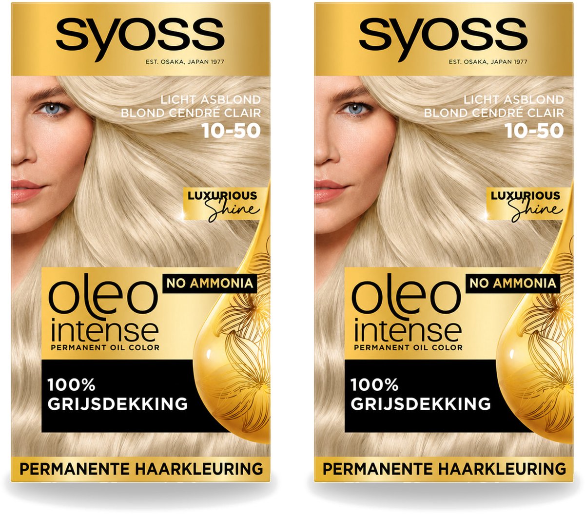 2 x SYOSS - Oleo Intense 10-50 - Haarverf - Permanente Haarkleuring - Licht Asblond - Langdurige Kleur - Voordeelverpakking - 2 stuks