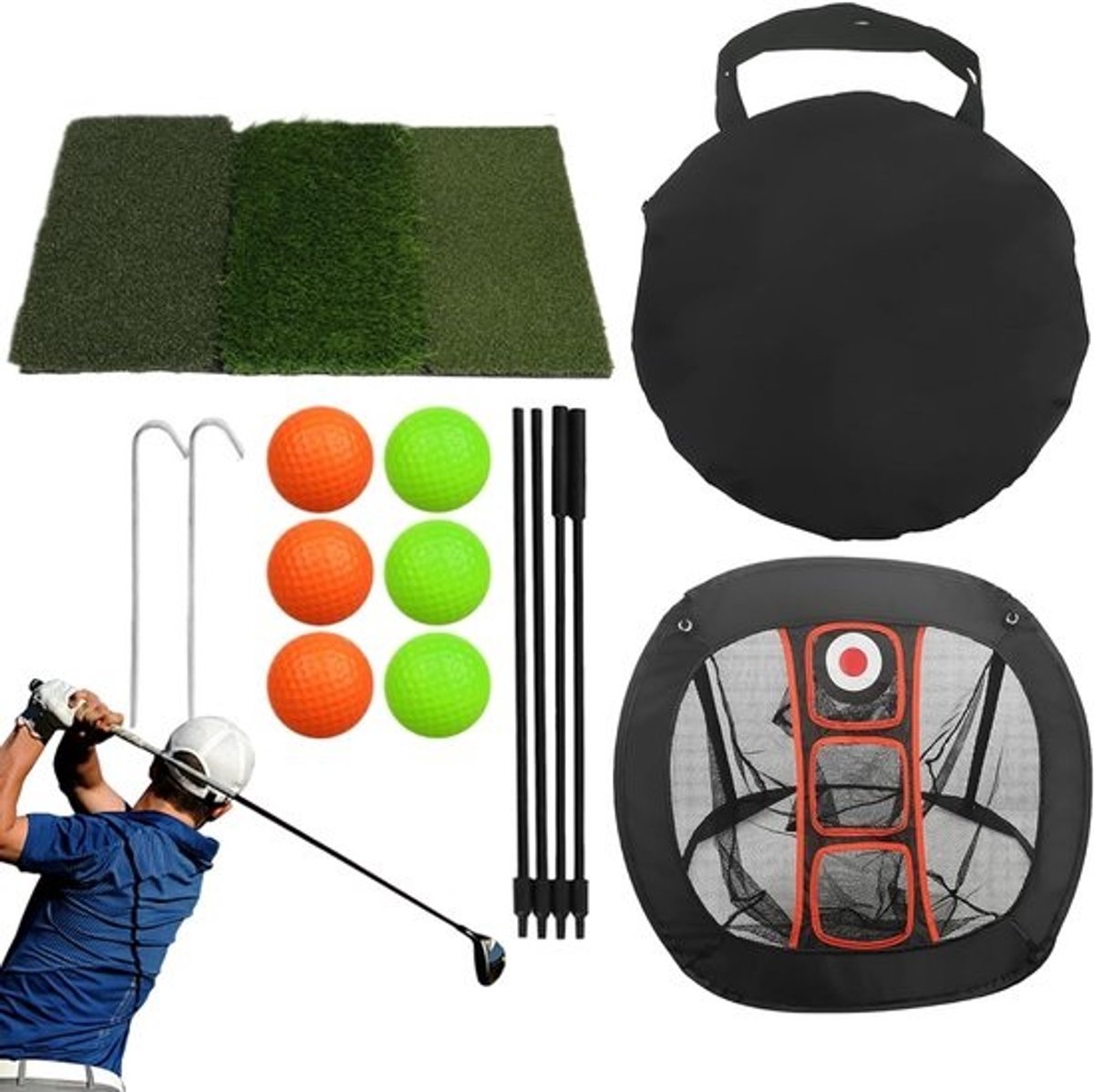 Golfchippingnet - Golftrainingsnet - Voor het verbeteren van golfvaardigheden - Dubbelzijdig chippingdoel - 70x71x54 cm - Niet gespecificeerd