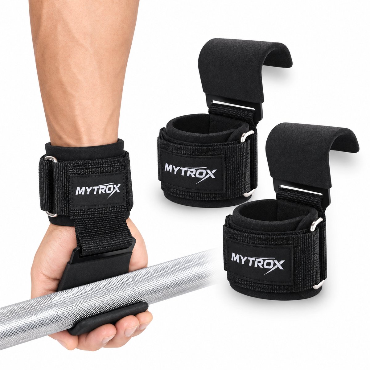 Mytrox Lifting Hooks – Lifting Straps – Power Grips – Deadlift Straps – 2 Stuks – Zwart