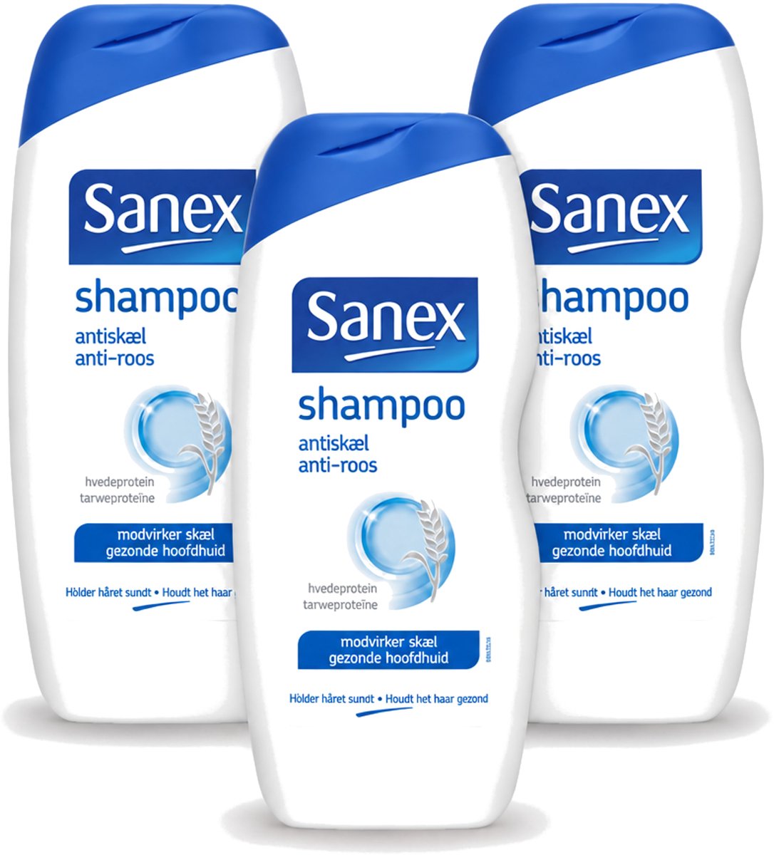 3 x Sanex - Shampoo - Anti-Roos - Tegen Schilfers - 250 ml - Voordeelverpakking - 3 stuks