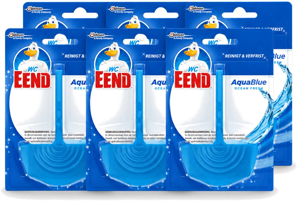 6 x WC Eend - Aqua Blue - Toiletblok - Kleurt Water Blauw & Verfrist - 40 gr - Voordeelverpakking - 6 stuks