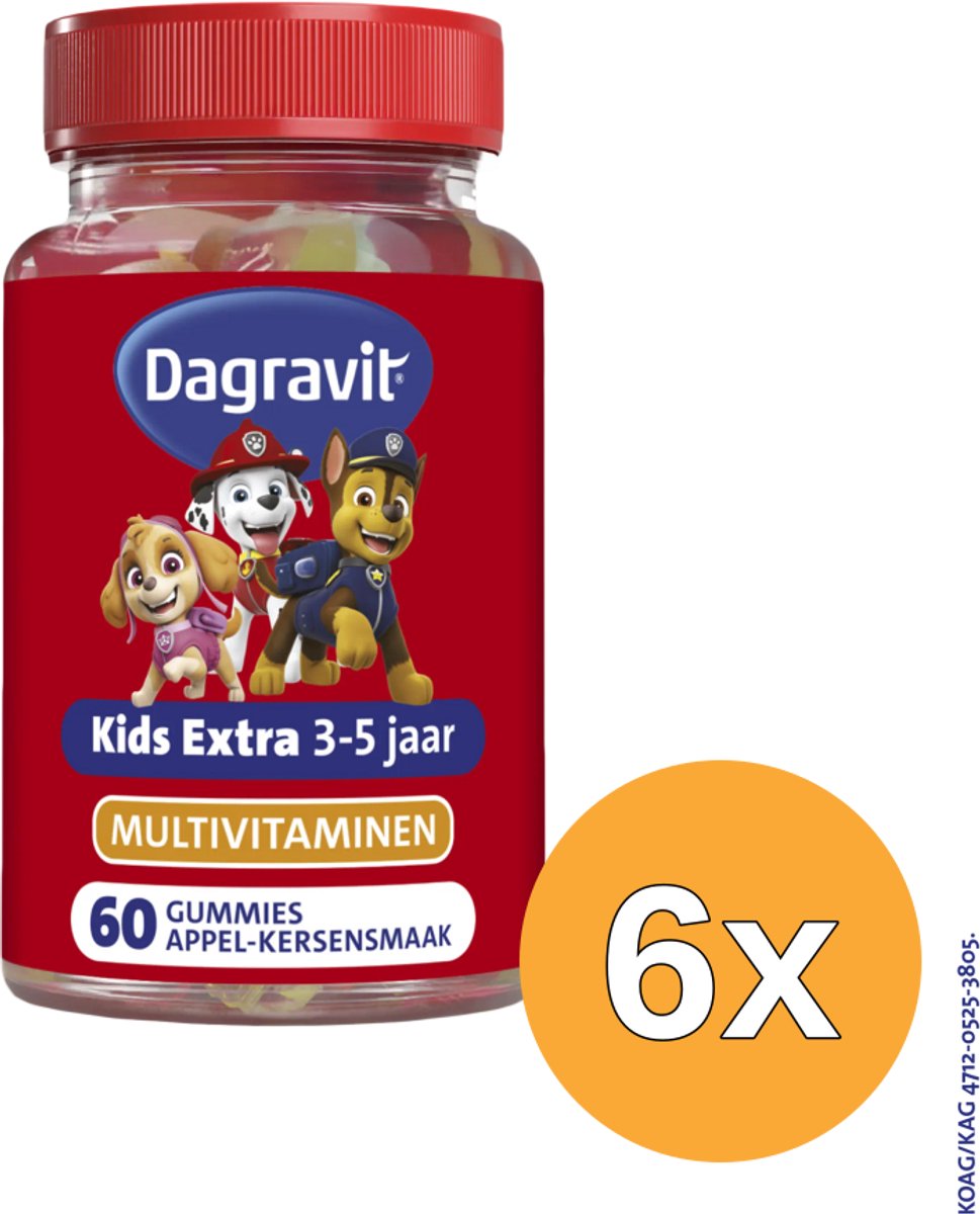 6x Dagravit Kids-Xtra Multi 3-5 Jaar Paw Patrol (60 gummies)
