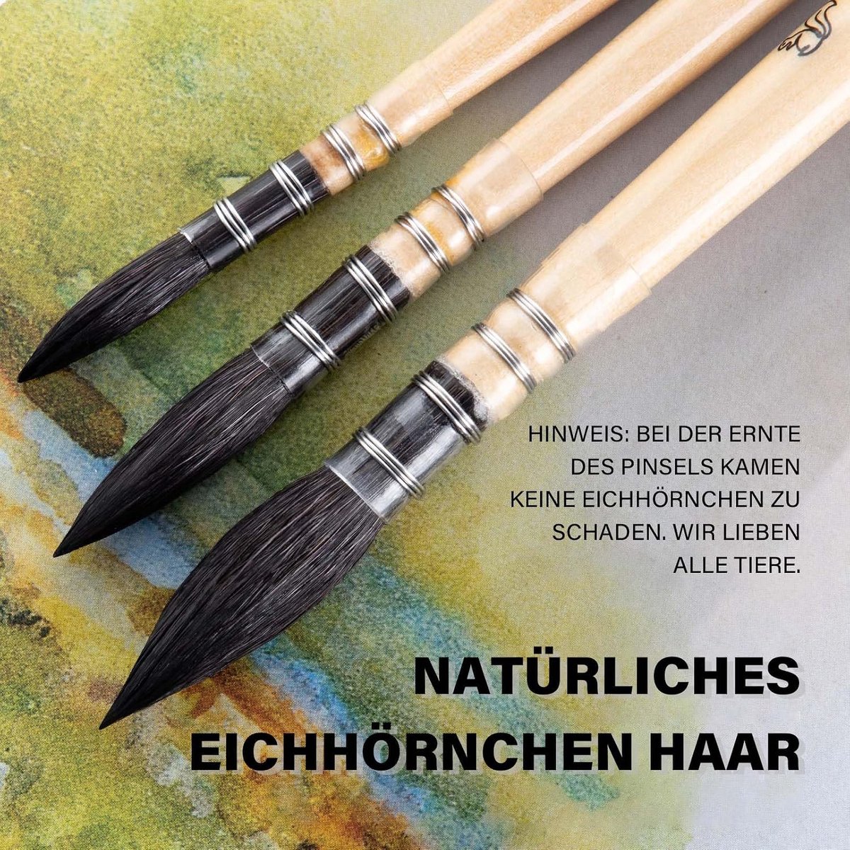 COOZEE Artist's Brush, Professional Watercolour Brush Made of Natural Squirrel Hair, Round Pointed Brush Set Perfect - ShopVlot