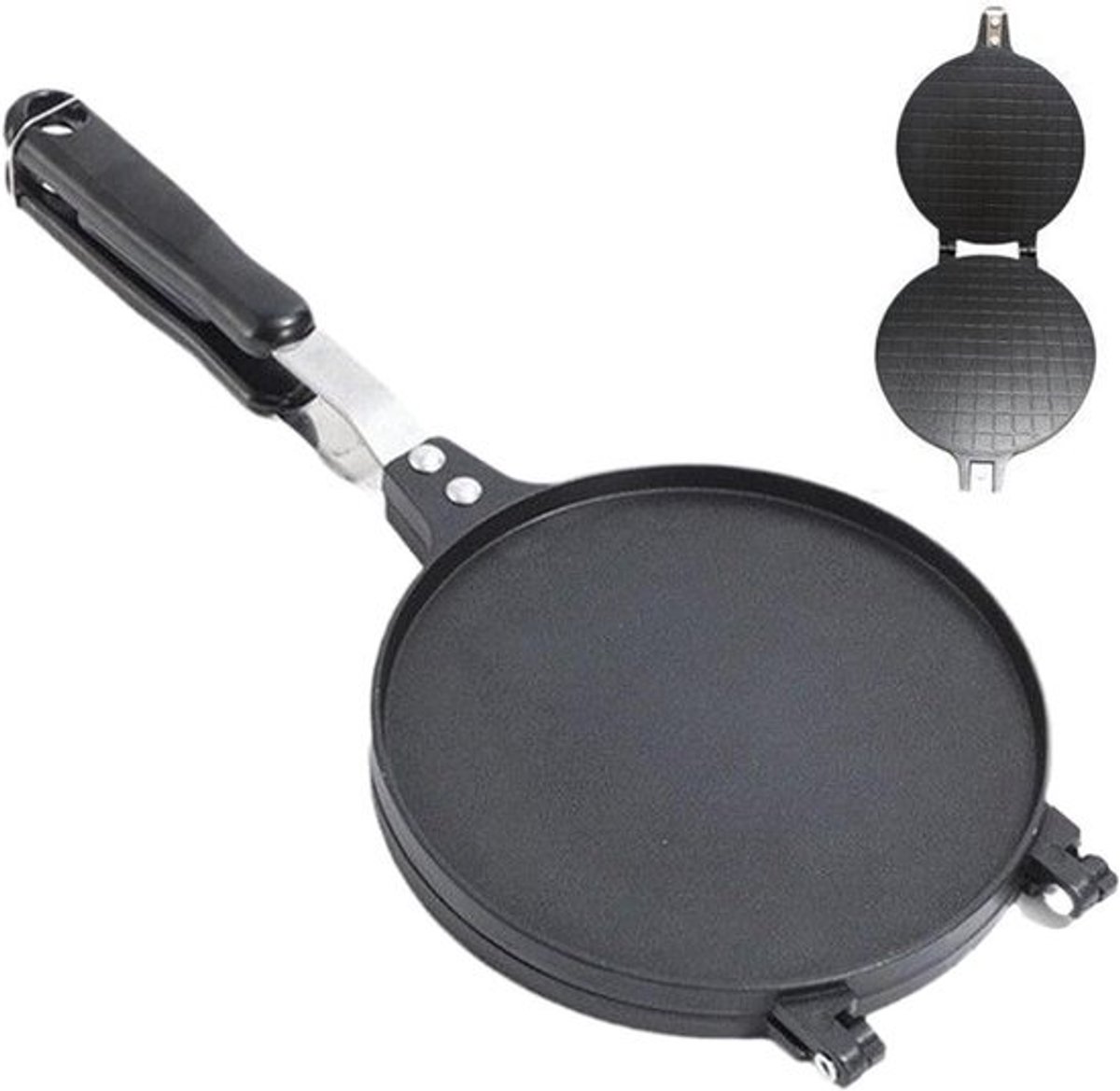 Dubbele wafelmaker - wafelijzerpan - voor kleine gebakjes - met antiaanbaklaag - 43 x 20 cm - meerkleurig