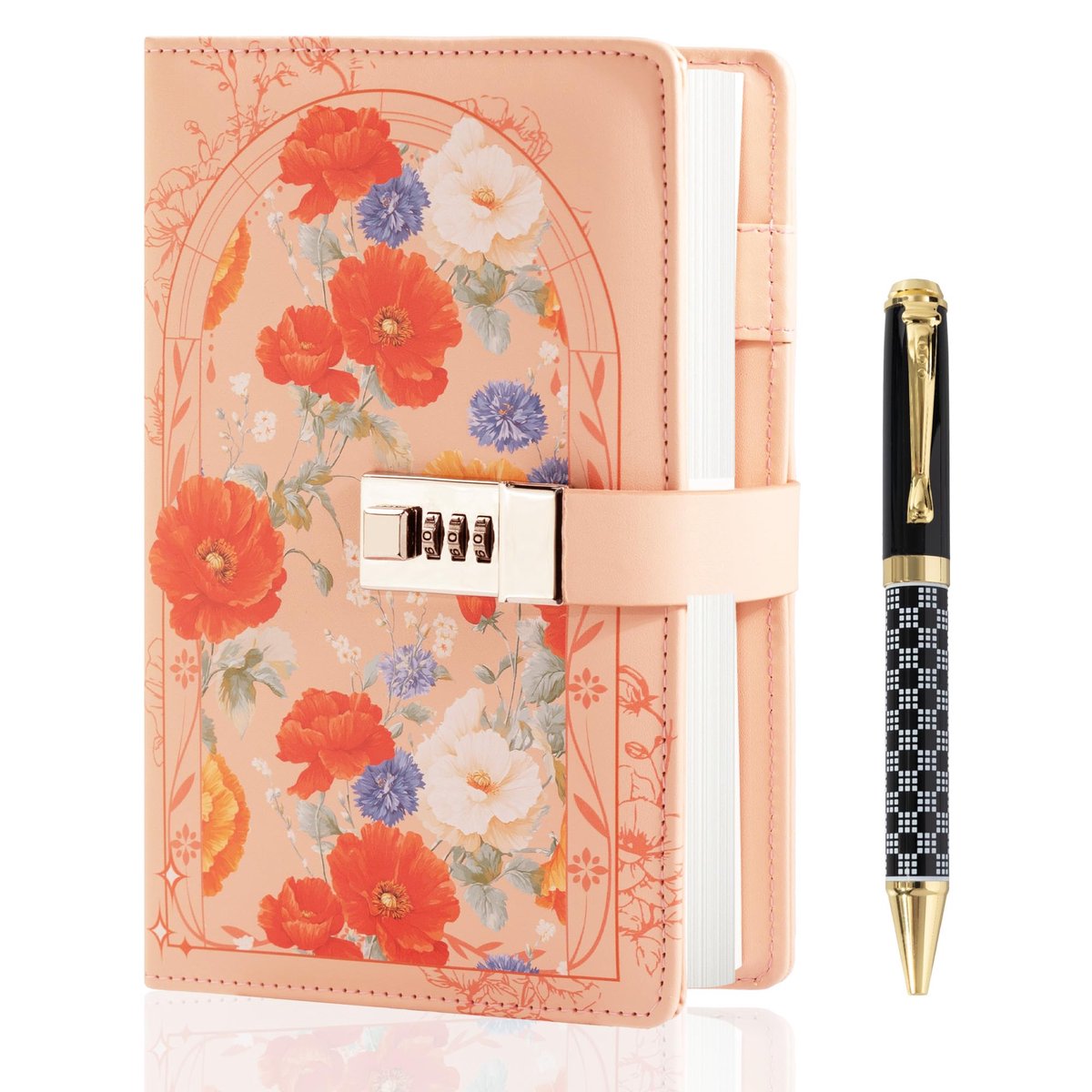 MGGAO Dagboek met Slot, A5 Gelinieerd Dagboek met Pen en Geschenkdoos, Bloemendagboek voor Vrouwen en Meisjes, Journal - ShopVlot