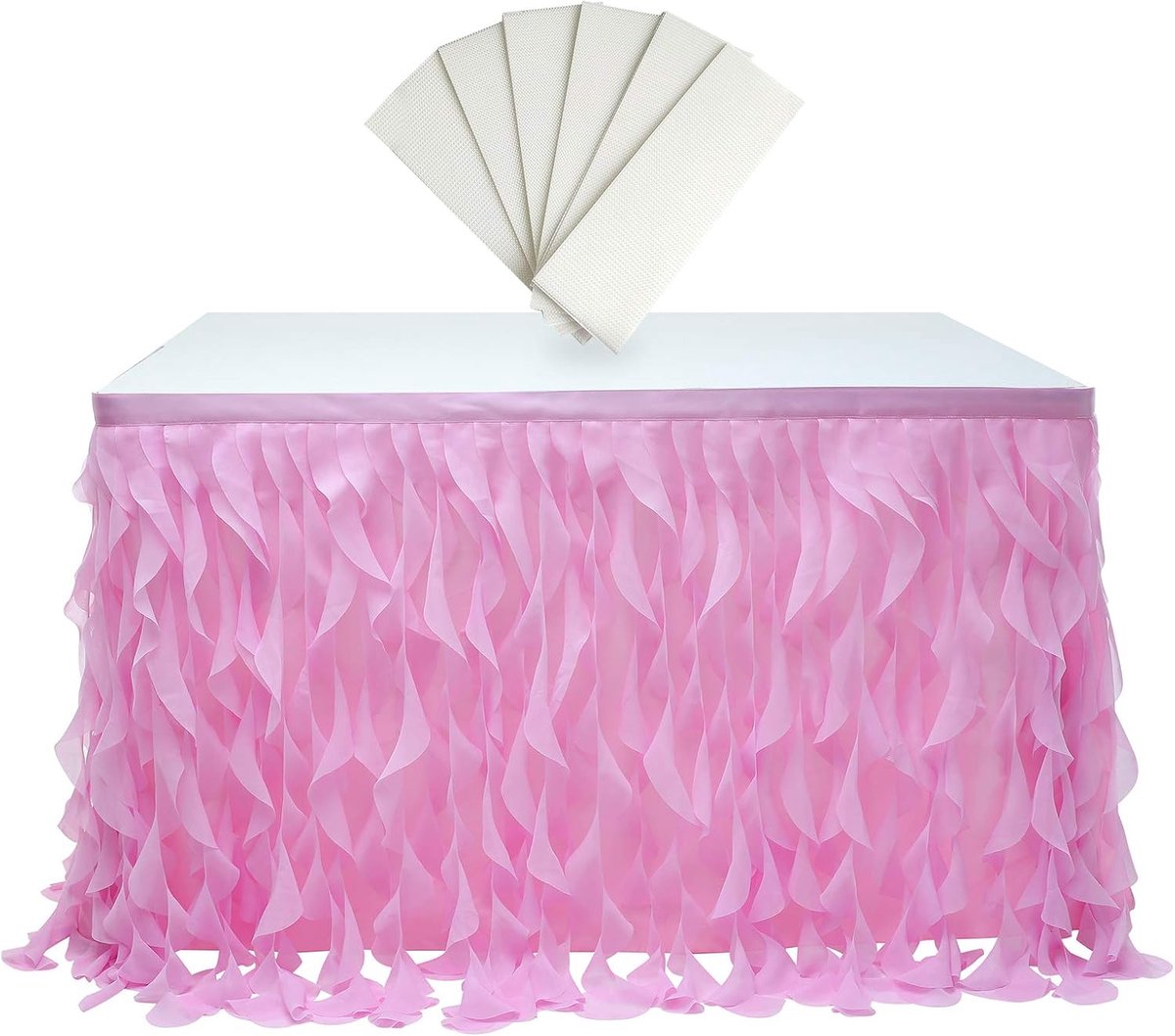 rismart Multilayer Tulle Table Skirt Tutu Tablewear Pink,77 H x L 187 Cm - ShopVlot