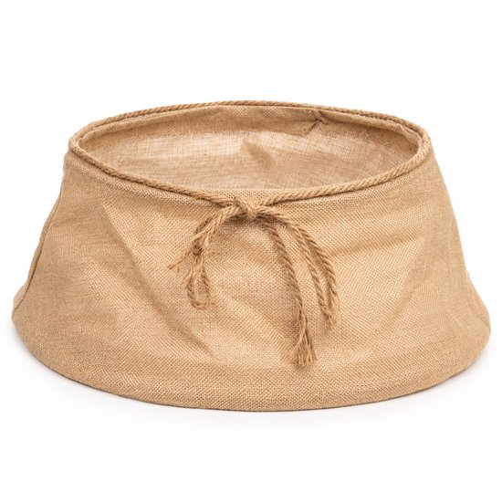 Jute Kerstboomrok Ø56 cm – Kerstboomvoet Afdekking met Strik – Naturel Kerstboommand / Boomstandaard Hoes – 56 x 25 cm – Bruin