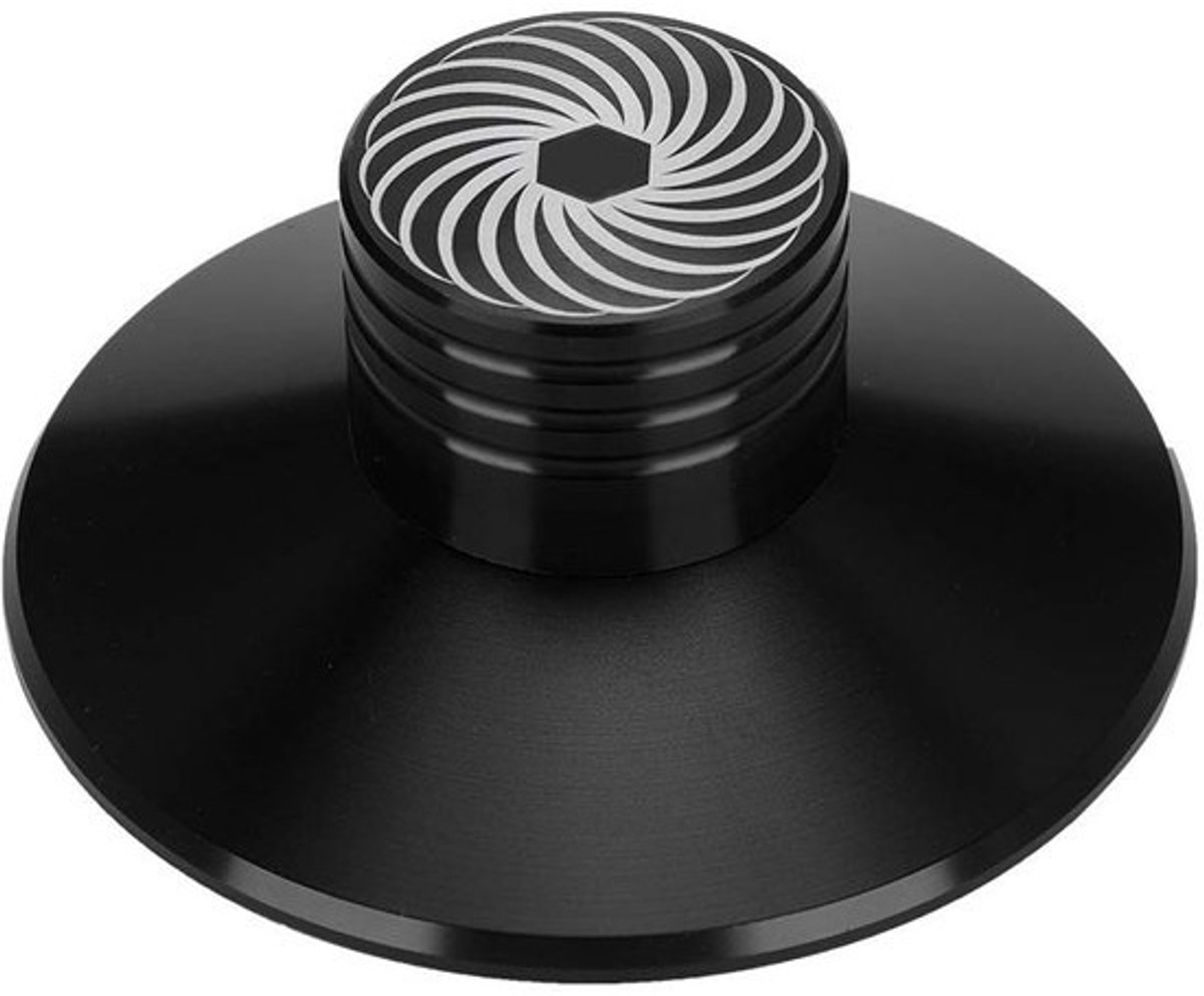 Dailygoods platenspelerklem van aluminium - Vermindert trillingen - Verbetert de geluidskwaliteit - Diameter 79 mm - Hoogte 33 mm - Antislipmicrofiber onderzijde - Platenklem