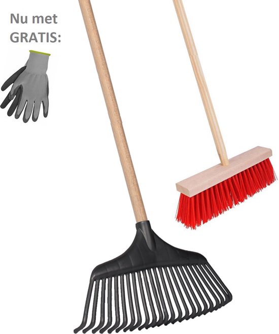 Tuilana ® - HERFSTDEAL - Bladhark + Bezem - Essenhouten stelen - 120 cm - Met gratis tuinhandschoenen van Tuilana — afbeelding 5