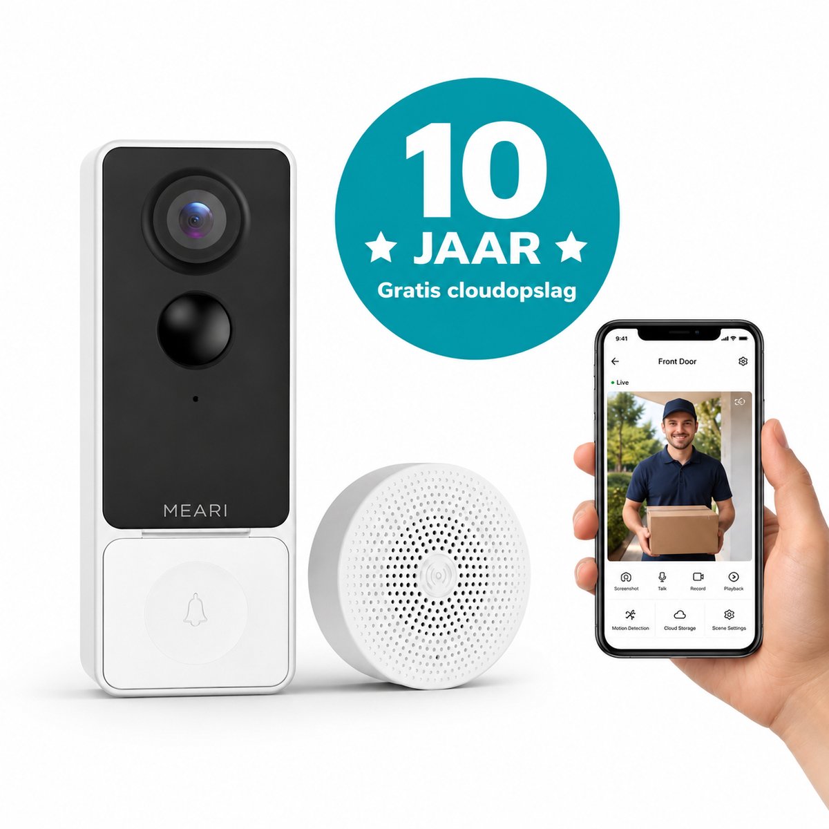 MEARI B1 Slimme Deurbel met 2K Beveiligingscamera en AI Detectie - MEARI - €79,95