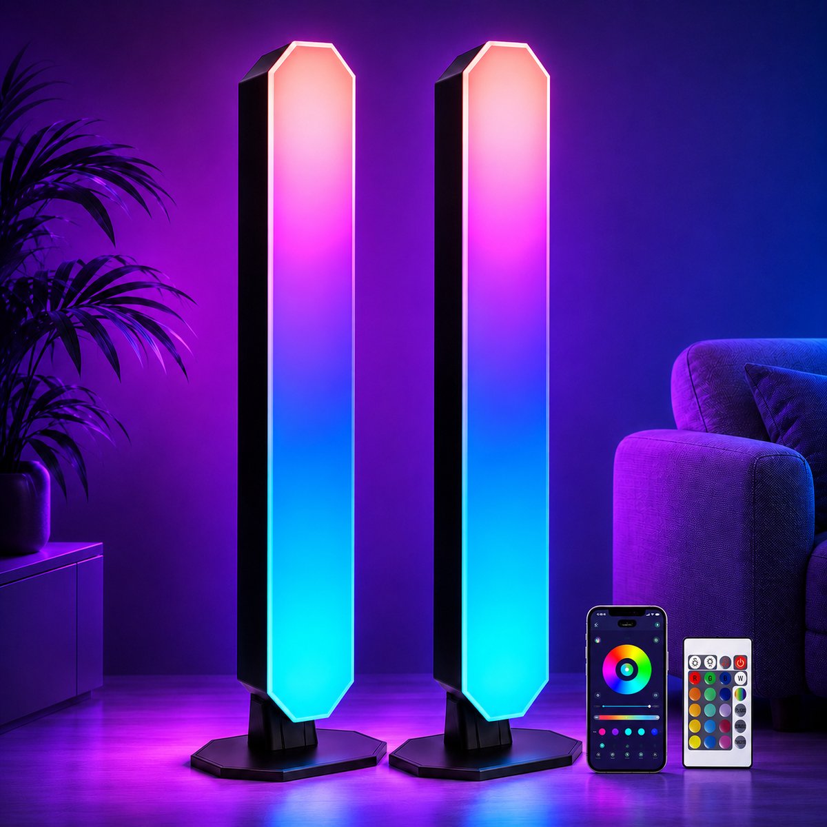 RGB LED-lichtbalk – Met app en afstandsbediening – Muzieksynchronisatie – 25 cm