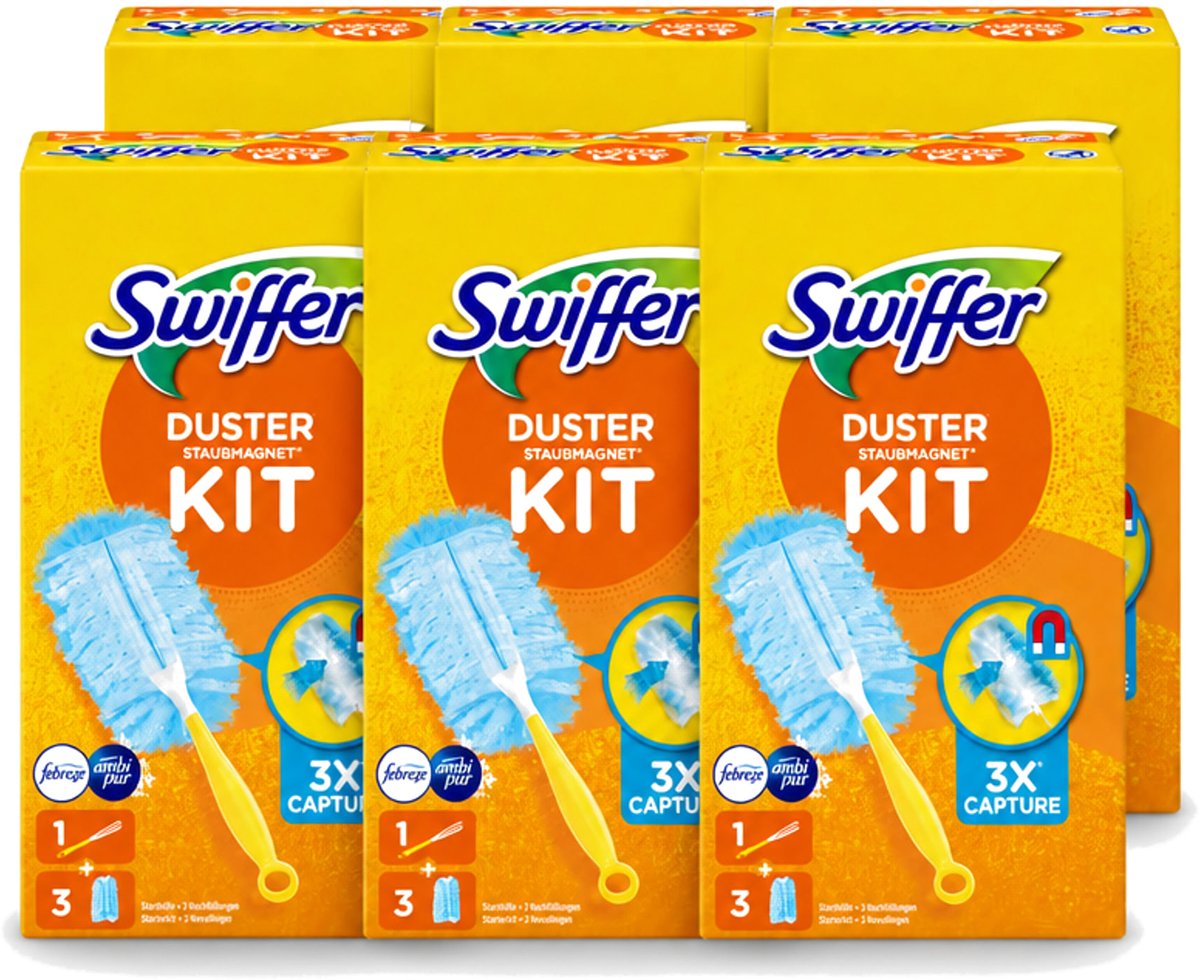 6 x Swiffer – Starterkit + 3 Navullingen – Met Febreze - Voordeelverpakking - 6 stuks