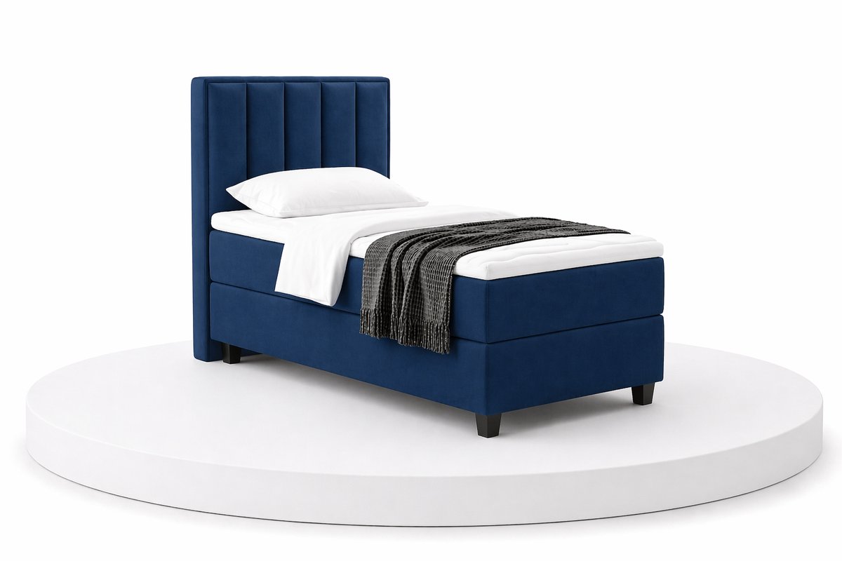 PuntRust Boxspring Soloo - 100x200 Compleet - Eenpersoons bed - Blauw - Puntrust Bedden
