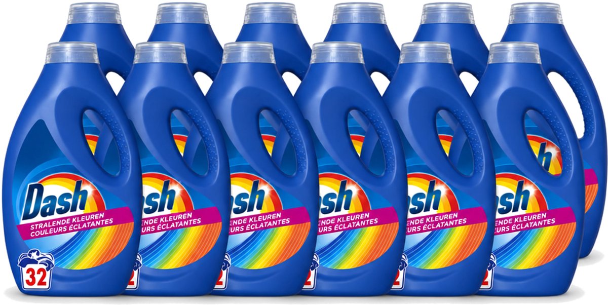 12 x Dash - Stralende Kleuren - Vloeibaar Wasmiddel - Gekleurde Was - 32 Wasbeurten - Voordeelverpakking - 12 stuks