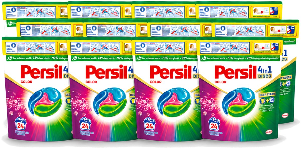 12 x Persil - Wasmiddelcapsules - 4-In-1 Discs - Gekleurde Was - 24 Wasbeurten - Voordeelverpakking - 12 stuks