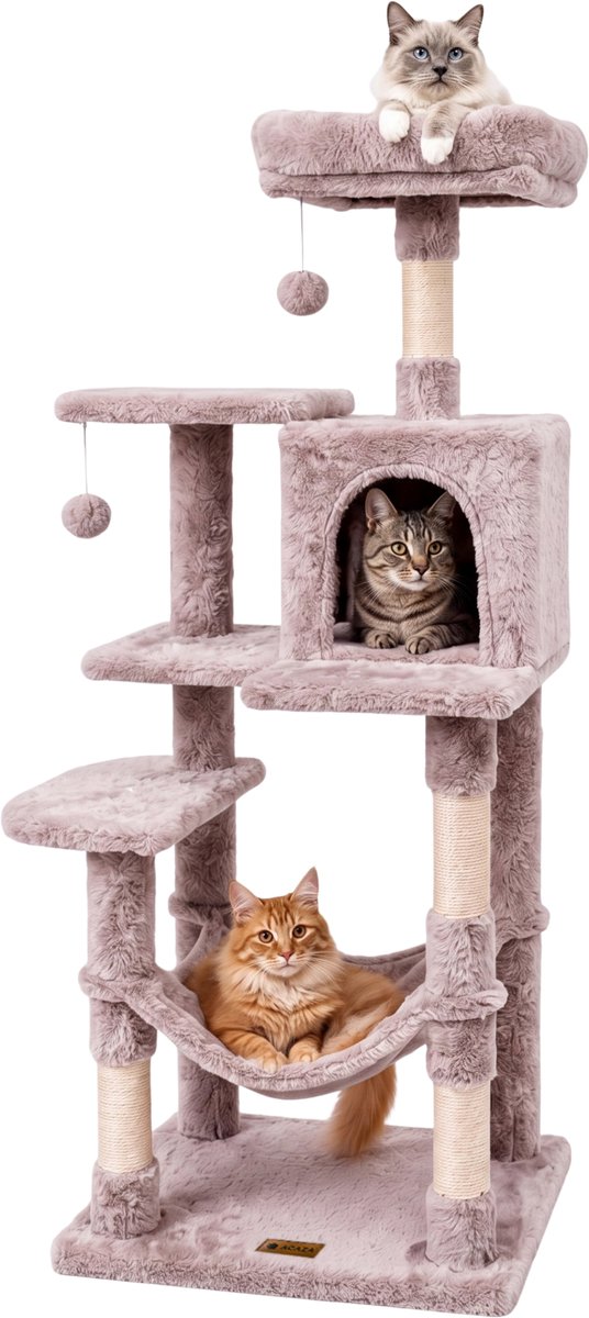 ACAZA Krabpaal - Krabpaal voor Katten - Kattenboom - 143 cm - Taupe