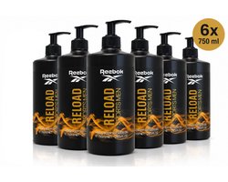 Reebok Reebok Reload Sports Men Hair & Body Shower Gel – 750 ml – Heren – 6 - 6 stuks