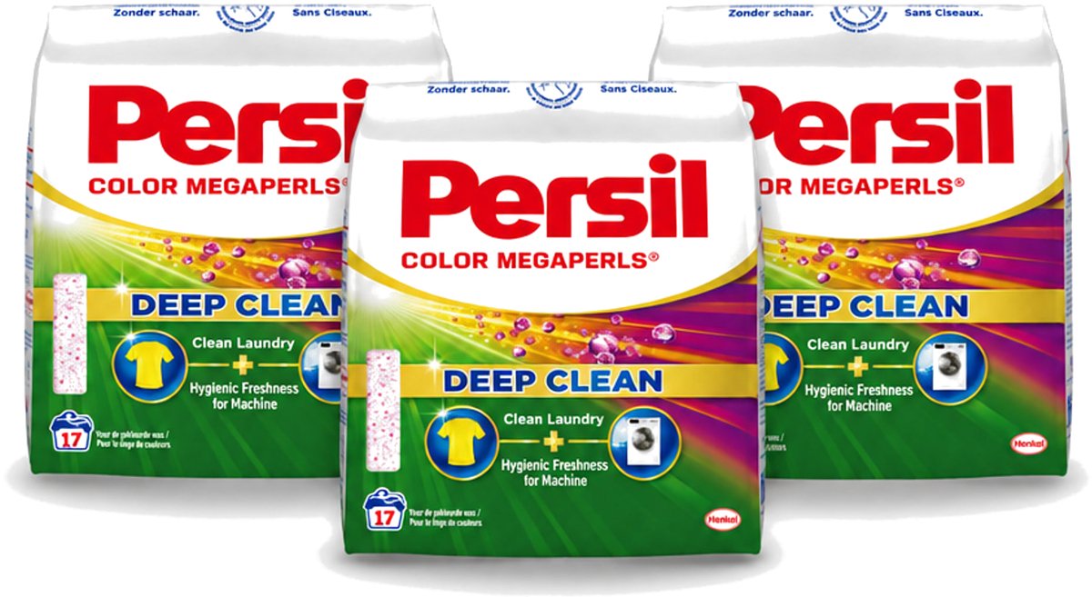 3 x Persil Color Megaperls - Deep Clean - Waspoeder - Gekleurde Was - 17 Wasbeurten - Voordeelverpakking - 3 stuks