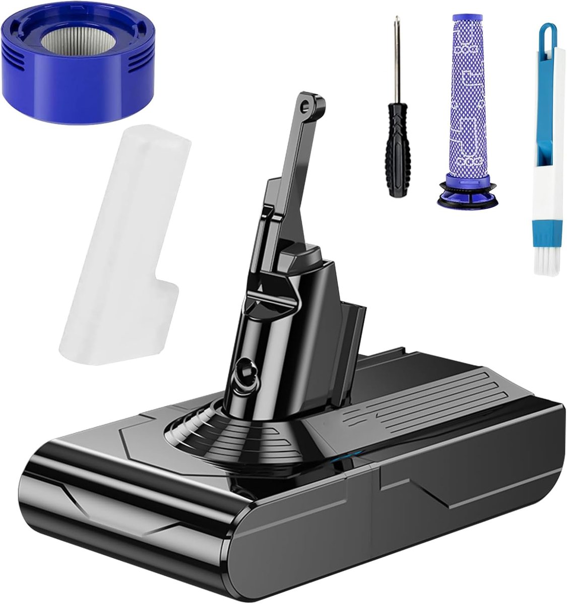 Vervangende Accu Voor Dyson V8 SV10 – 6000 mAh En 21,6V – Inclusief 2 Filters En Borstel – Extra Lange Gebruiksduur – Ideaal Kerstcadeau Voor Draadloze Handstofzuiger