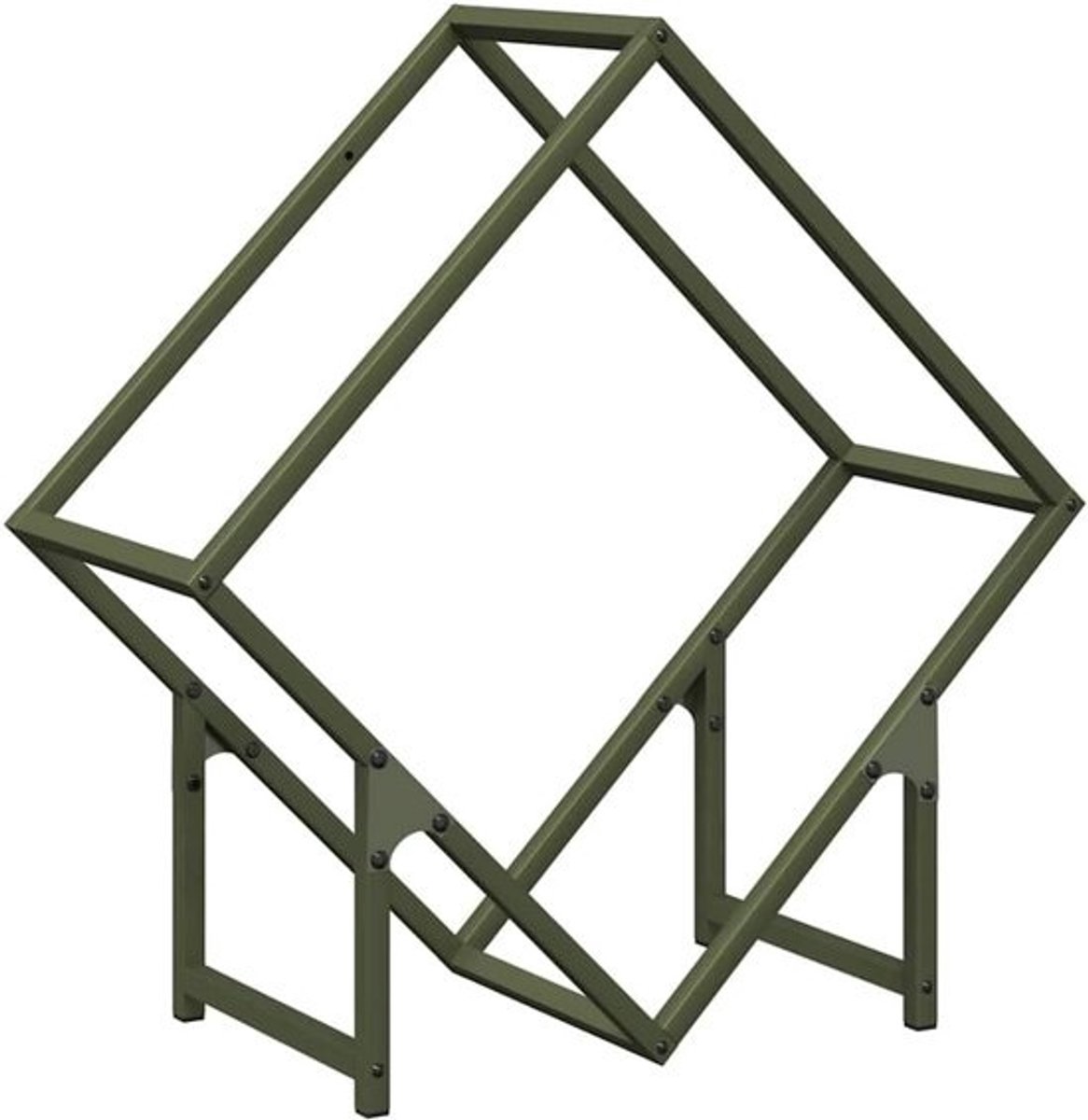 Houtopslagrek voor brandhout 60x25x60 cm - gepoedercoat staal - olijfgroen