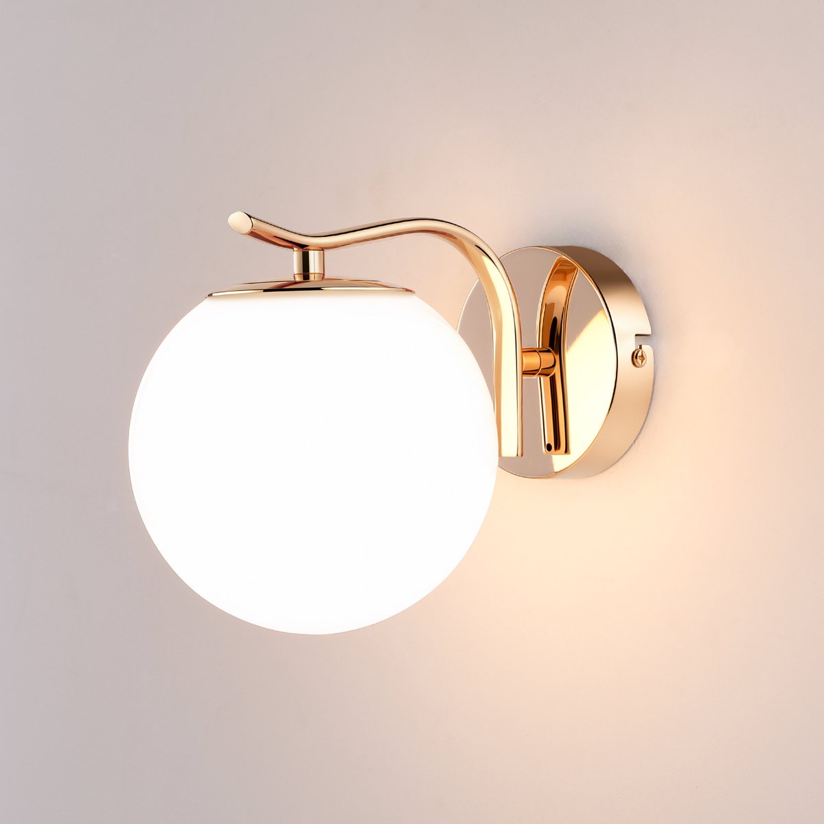 LED Wandlamp 10W, Moderne Glazen Wandlamp, Gouden Wandverlichting met Witte Glasbol, 3000K Warm Wit, Slaapkamer Badkamer Hal Spiegel - Franse Goud
