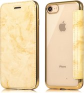 Flip Case Marmer voor Apple iPhone 7 - iPhone 8 - Goud - Hoogwaardig PU leer - Soft TPU - Folio