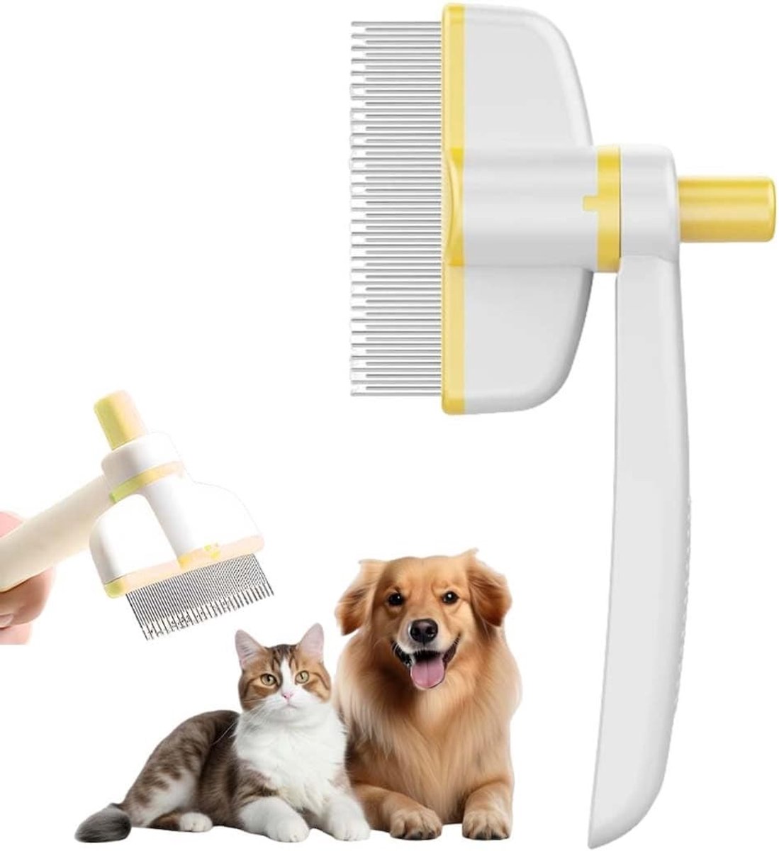 Rotating Fur Brush voor Katten - Zelfreinigende Borstel voor Lang en Kort Haar - Verwijdert Klitten en Vachtverzorging voor Huisdieren