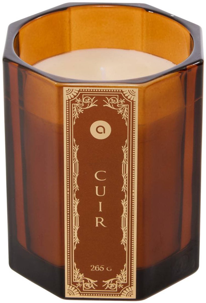 Bougie parfumée Lucien hexagonale 265g cuir