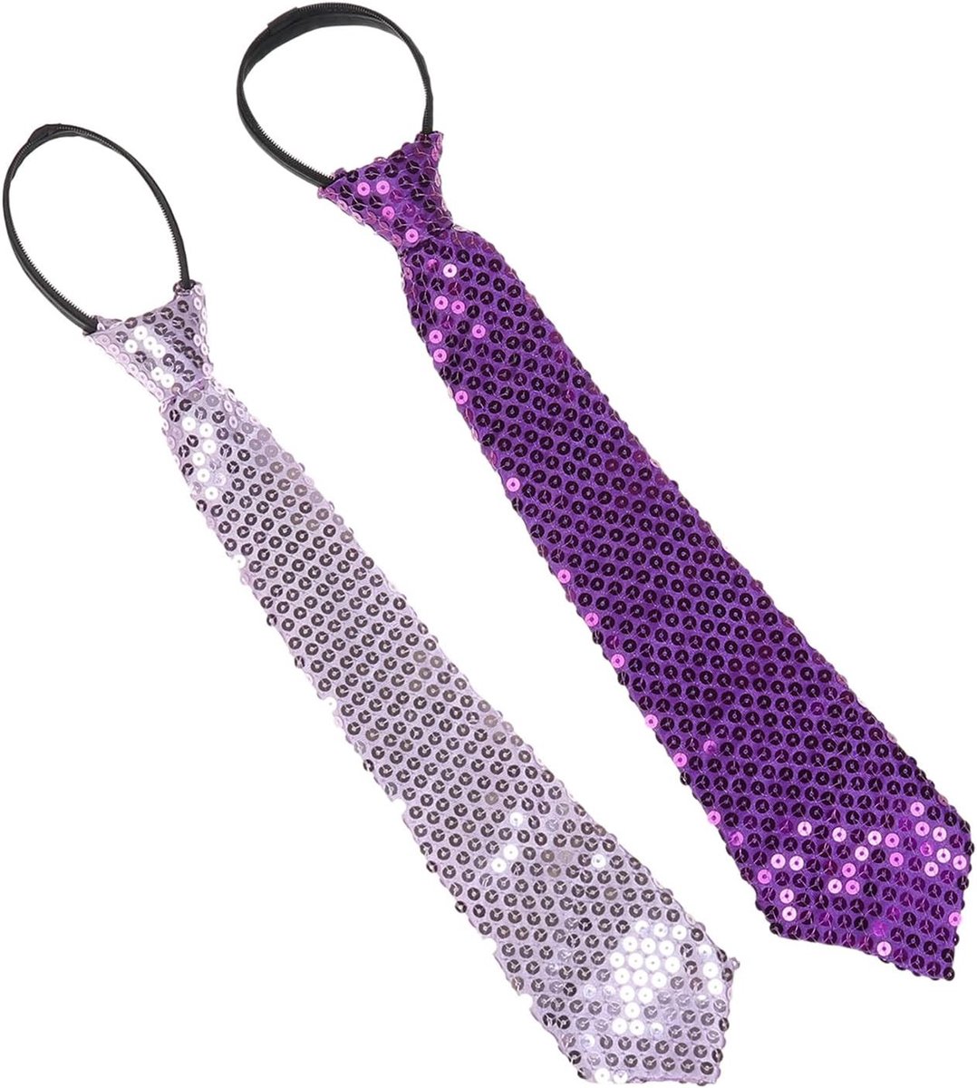 2 Stuks Glitsterende Ritsstrikken voor Mannen, Verstelbare Voorgebonden Necktie met Pailletten voor Feest, Dans en Toneeloptredens