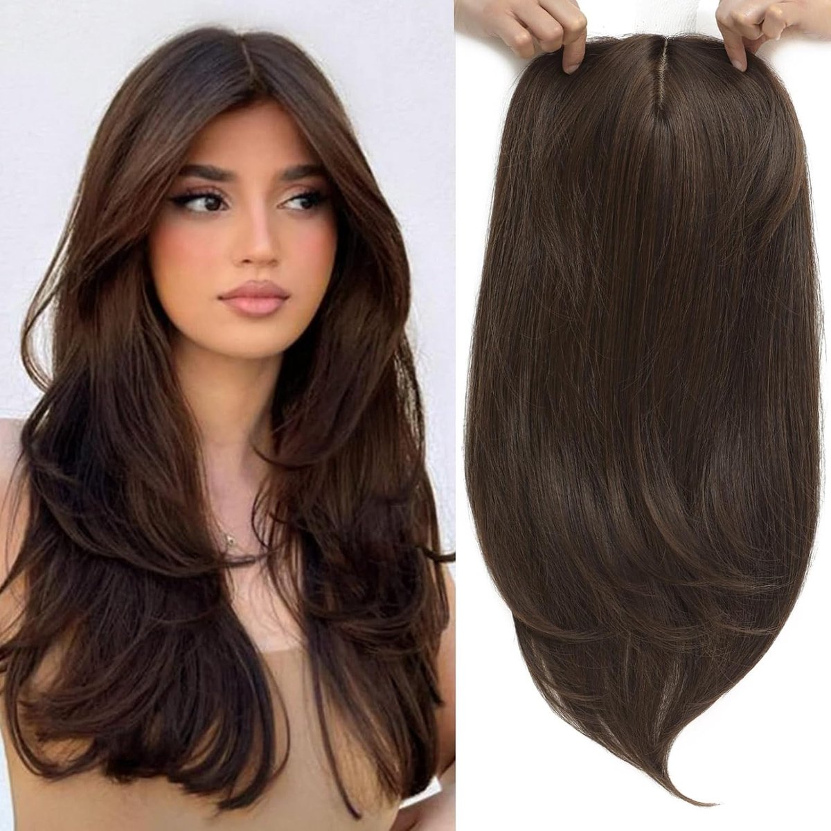18 inch haarstukken voor dunner wordend haar, volume toevoegend, natuurlijk recht haar, super zacht en realistisch, perfect voor vrouwen