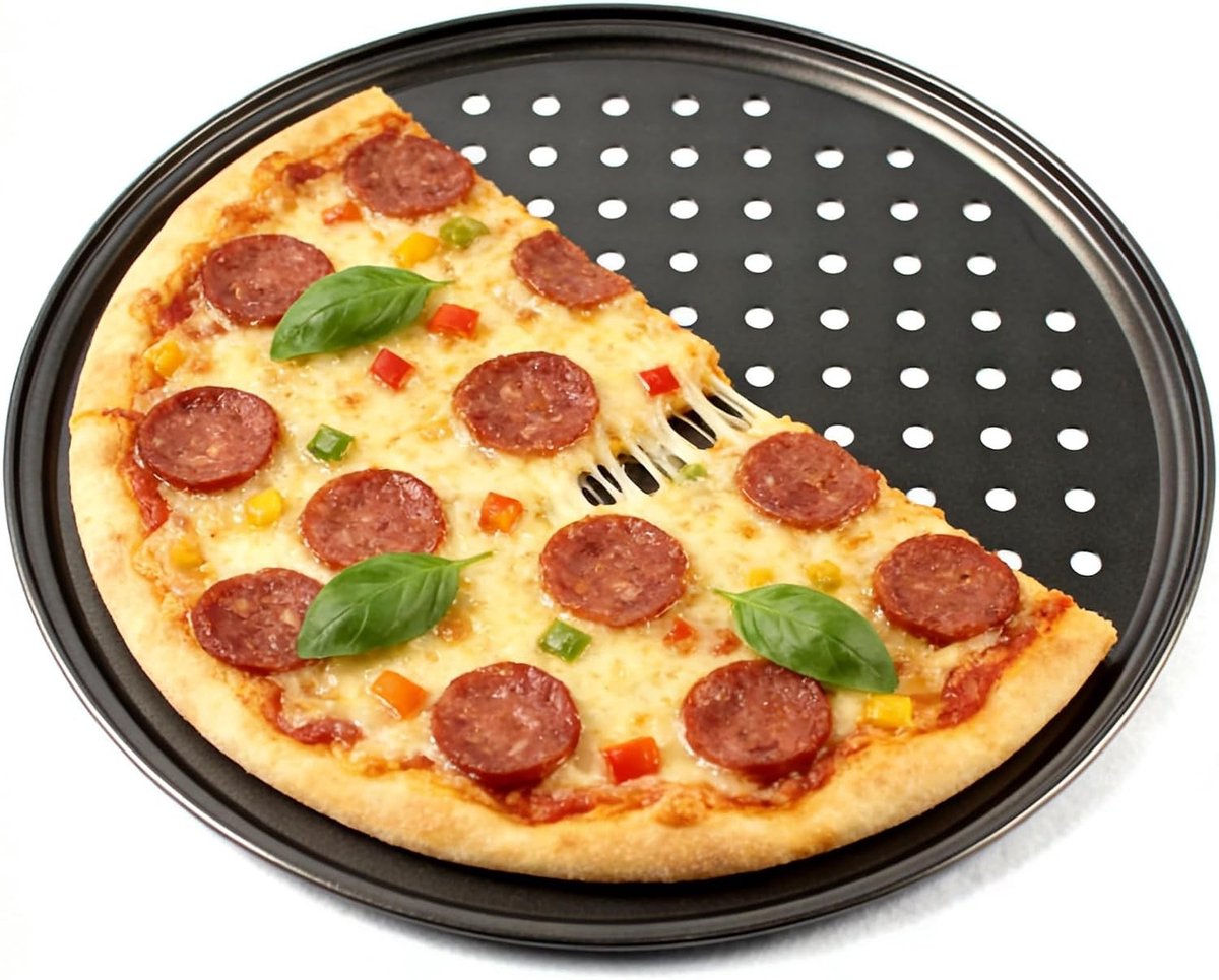 Ronde 10 Inch Pizza Pan met Perforaties voor Oven, Ideaal voor Focaccia, Quiche en Brood Bakken (28CM)
