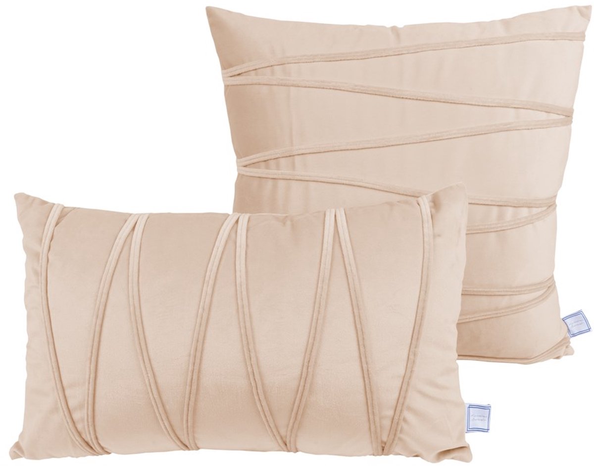 Padiro sierkussenset - 2-delige set - 30 x 50 cm - Champagnekleurig - Streeppatroon - Polyester Crème