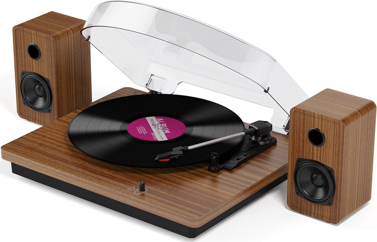 DIGITNOW Bluetooth Platenspeler - Met Speakers - Prachtig houten design - Complete Set
