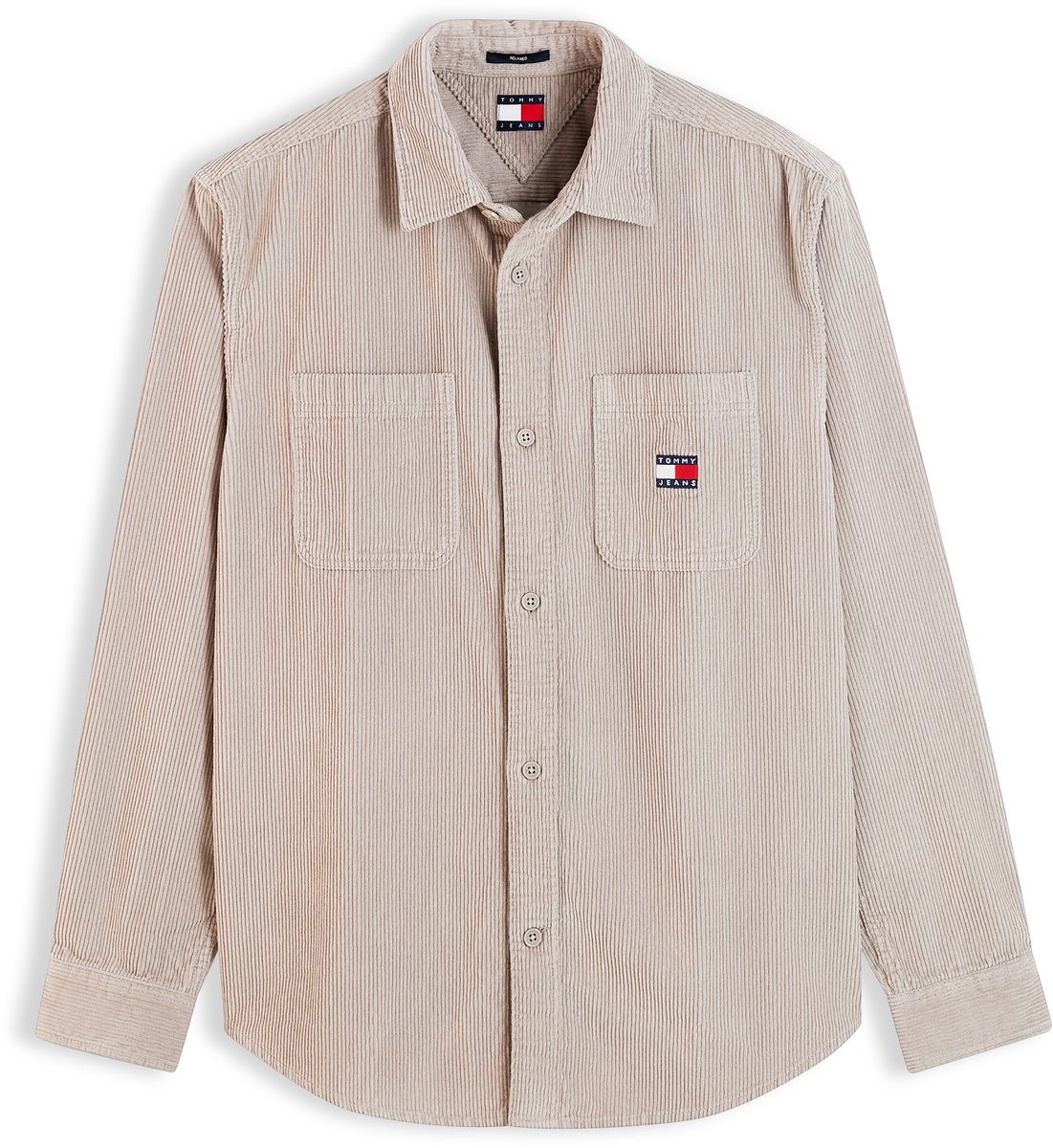 Tommy Jeans Overhemd Tjm Rlx Corduroy Shirt Ext Dm0dm23705 Pke Limestone Dust Mannen Grijs