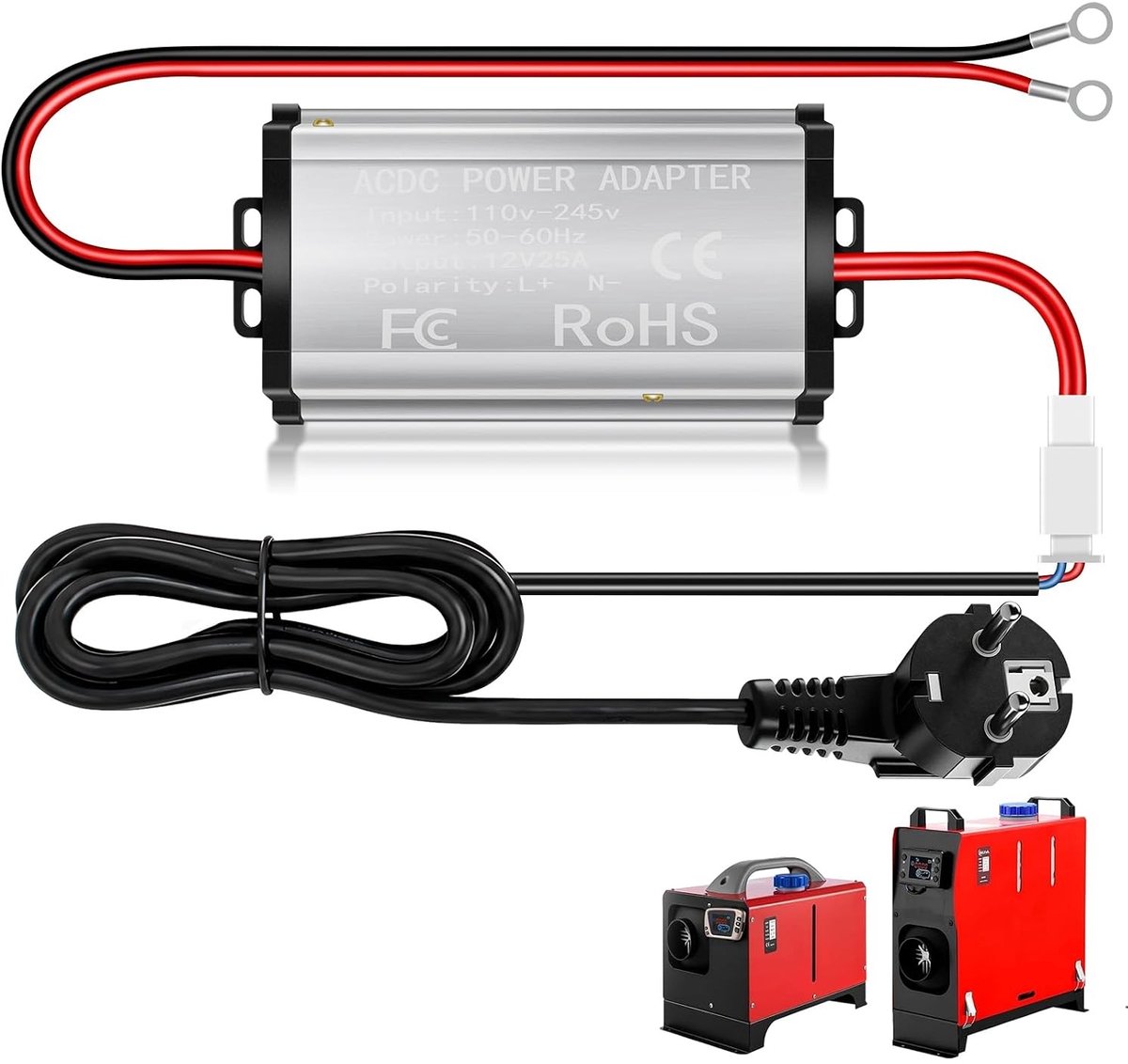 Spanningsomvormer 230 V naar 12 V voor diesel luchtverwarming, draagbare omvormer voor caravan en garage, ideaal voor 5 KW en 8 KW systemen