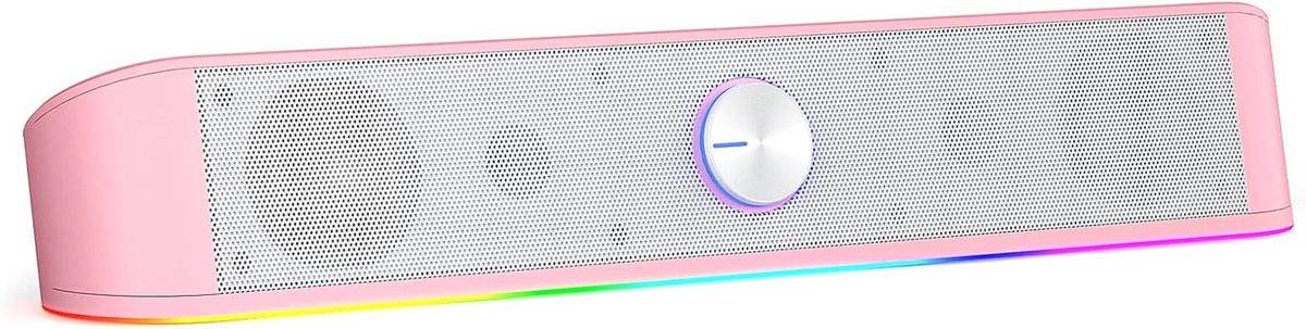 Desktop Soundbar - PC Speaker - Muziek Luisteren - Dynamische RGB Verlichting - 40 cm - Roze