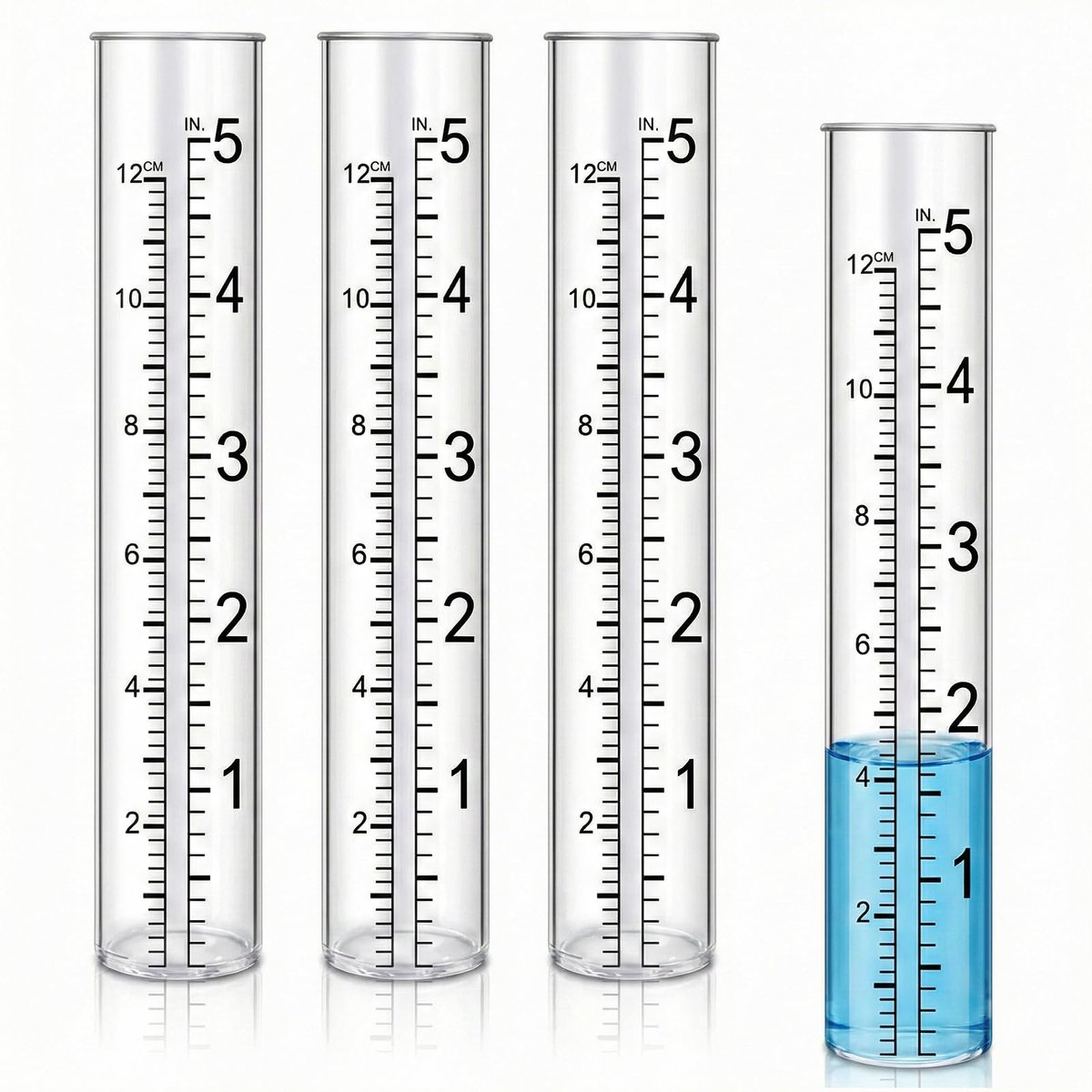 Pueine 5 "Capaciteit Regenmeter Vervanging Buizen, 4 Stuks Plastic Regen Meters Buis Clear Regen Gages voor Tuin Yard - ShopVlot