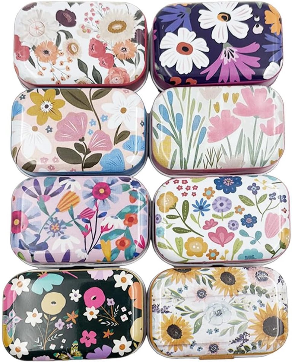 CCUUHJ 8 stuks mini madeliefje bloem tin snuisterij sieraden organizer opbergdoos decoratieve dozen vintage kleine - ShopVlot