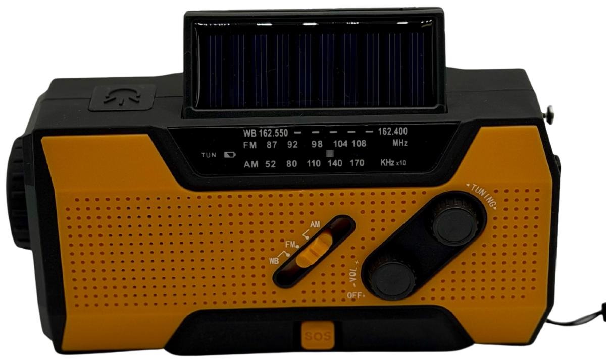 Noodradio 5000 mAh met Zonnepaneel & Dynamo – FM/AM/NOAA – Powerbank, Zaklamp & SOS Alarm