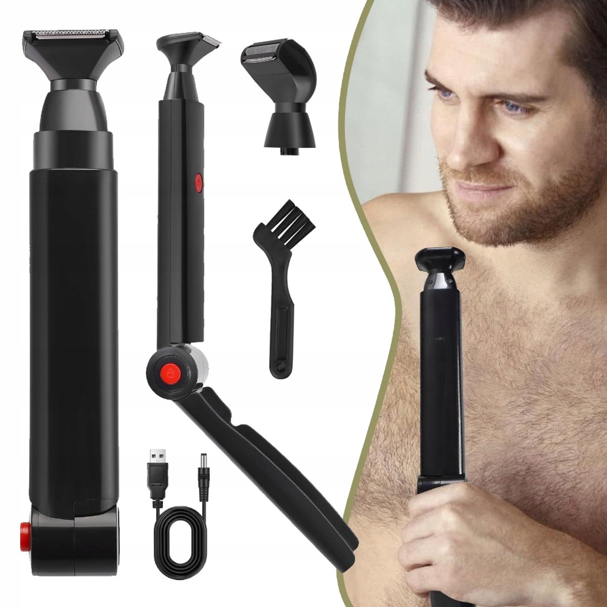Opvouwbare Rug- en Lichaamshaar Trimmer - Comfortabel en Efficiënt