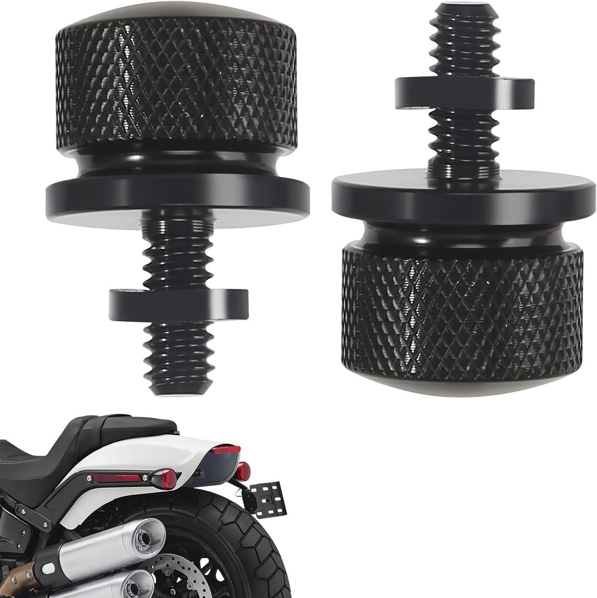 2 stuks zadelschroeven van aluminium 7075-T6 voor Harley Davidson, bevestigingsschroeven voor zitting 1/4 "-20 aluminium, zwart
