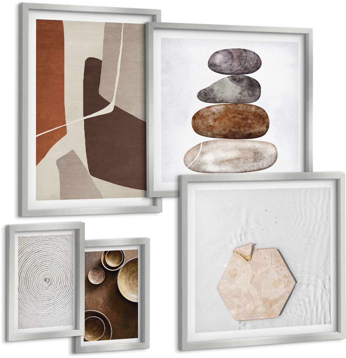 Coloray 5-Delige Schilderij Set - Pastelkleurige Aquarelverf Op Canvas Met Kleurrijke Texturen - 20 x 30 cm - Decoratieve Muurdecoratie - Slaapkamer - Decoratieve Schilderijen