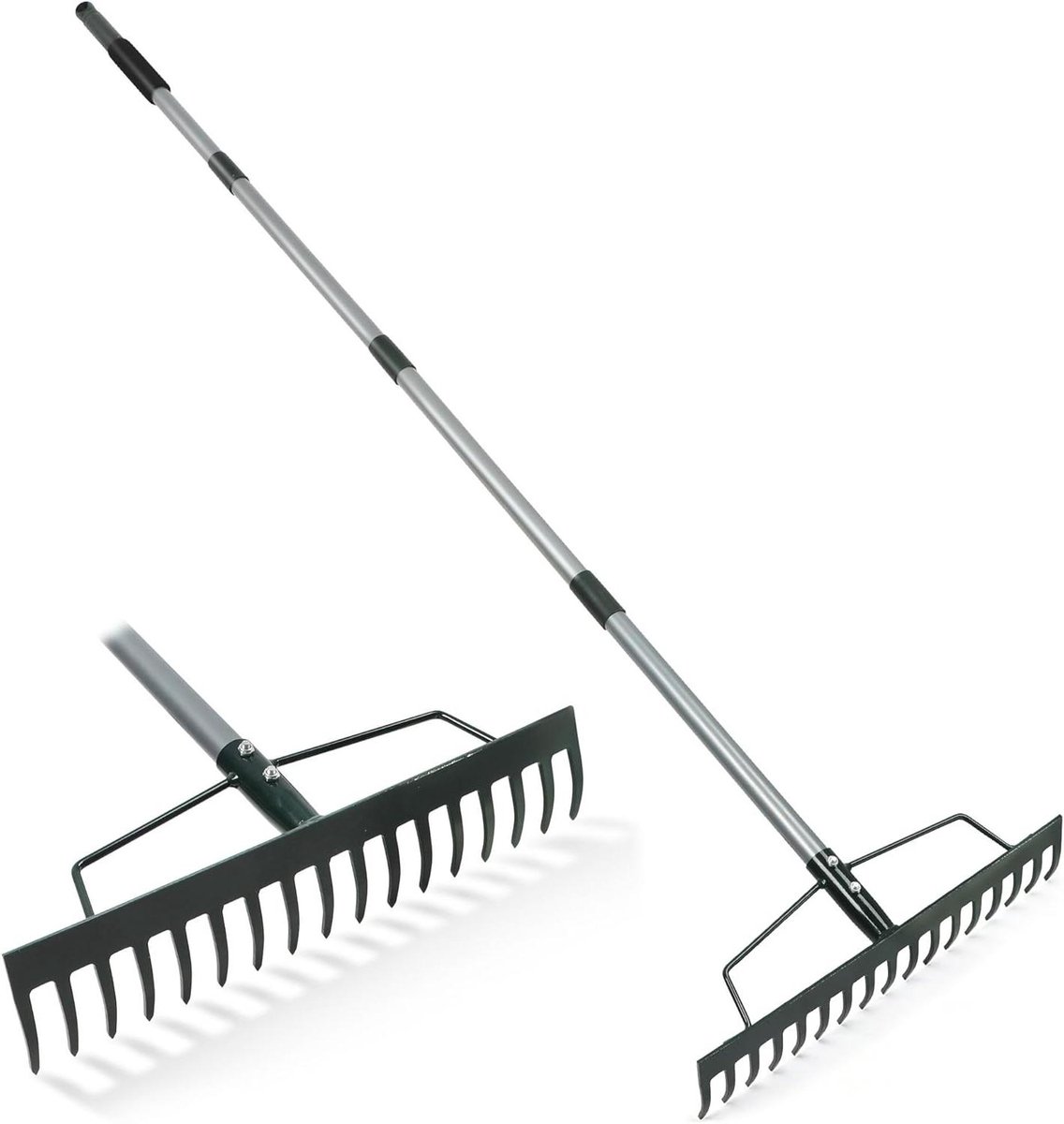 Tuinhark Heavy Duty - Hark met steel - Tuinonderhoud - Zwaar ontwerp - 44 x 160 cm - Groen