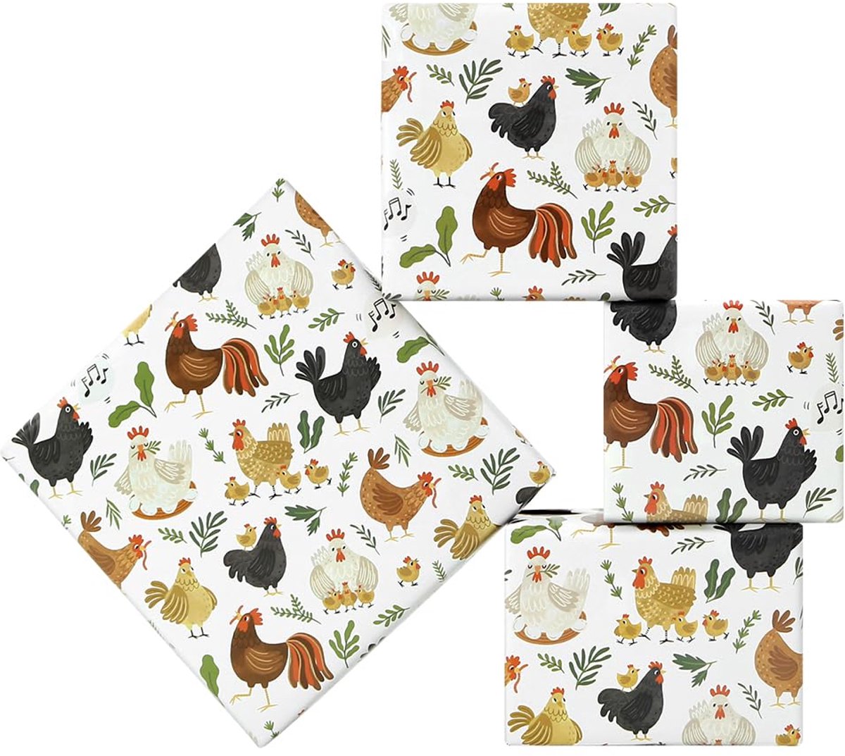 Inovra Plus - Boerderijdier inpakpapier kinderen jongens meisjes landbouwvrienden cadeaupapier boerderijthema verjaardag babyshower 4 vellen