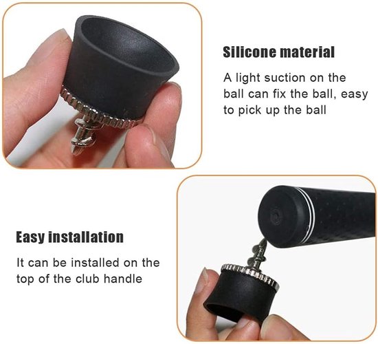 Dailygoods- Golfbal Retriever Lichtgewicht - 2 Stuks - Rubber Zuignap - Putter Grip - Handig - Sterke Adsorptie - Golfbal Grijper van Dailygoods — afbeelding 5