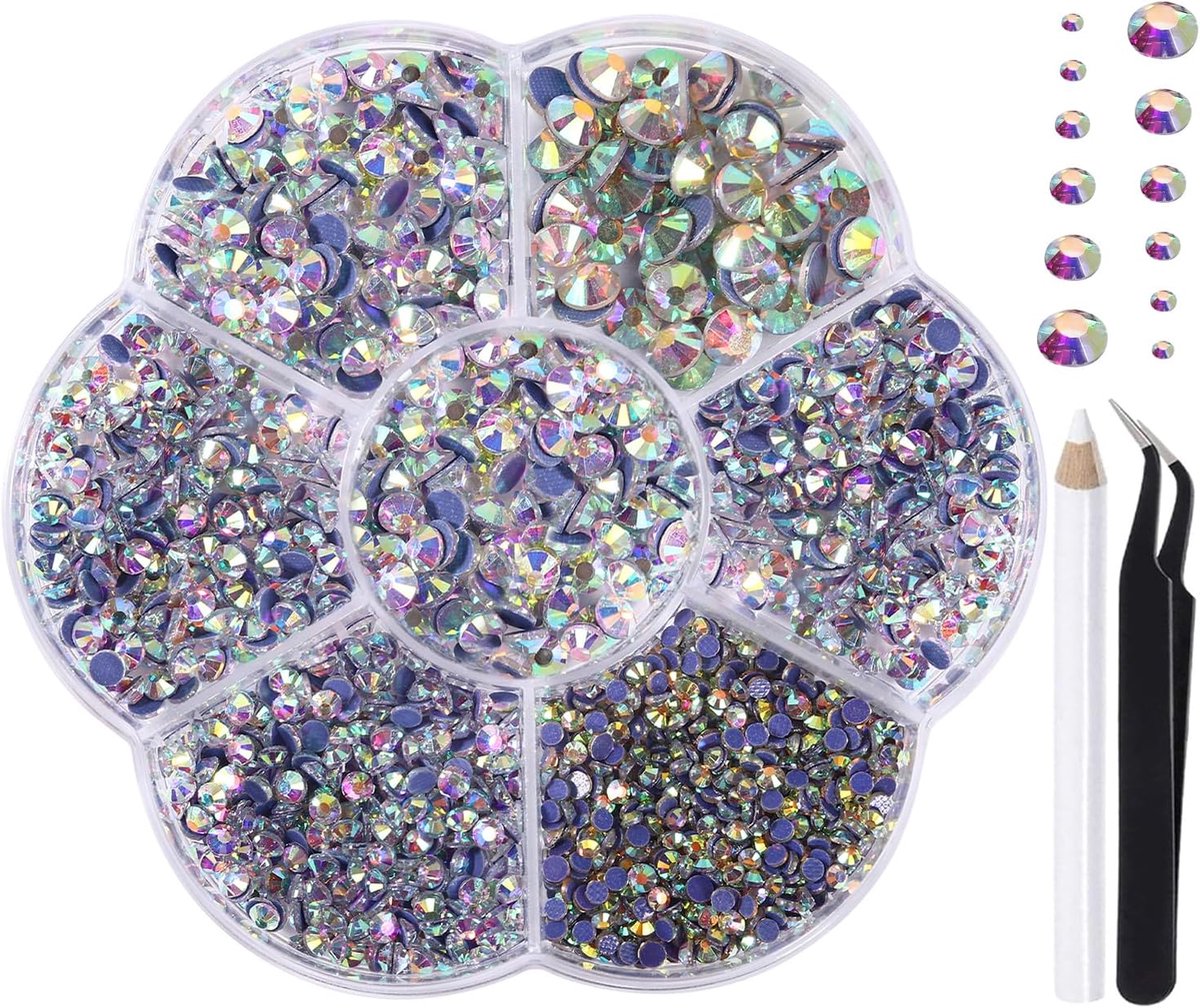 Strassteentjes 21 kleuren 5 maten 2mm 3mm 4mm 4,8mm Strassteentjes voor textiel DIY handwerk (Wit-AB)
