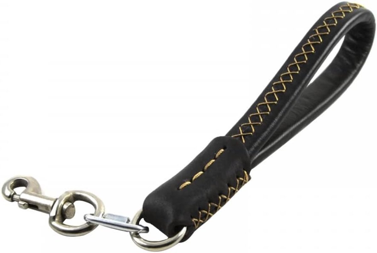Dailygoods- Hondenriem Korte Lederen - Trainingslijn met Gewatteerd Handvat - Karabijnhaak - Geschikt voor Middelgrote/Grote Honden - 35 cm Lengte - Duurzaam en Handgemaakt - Honde