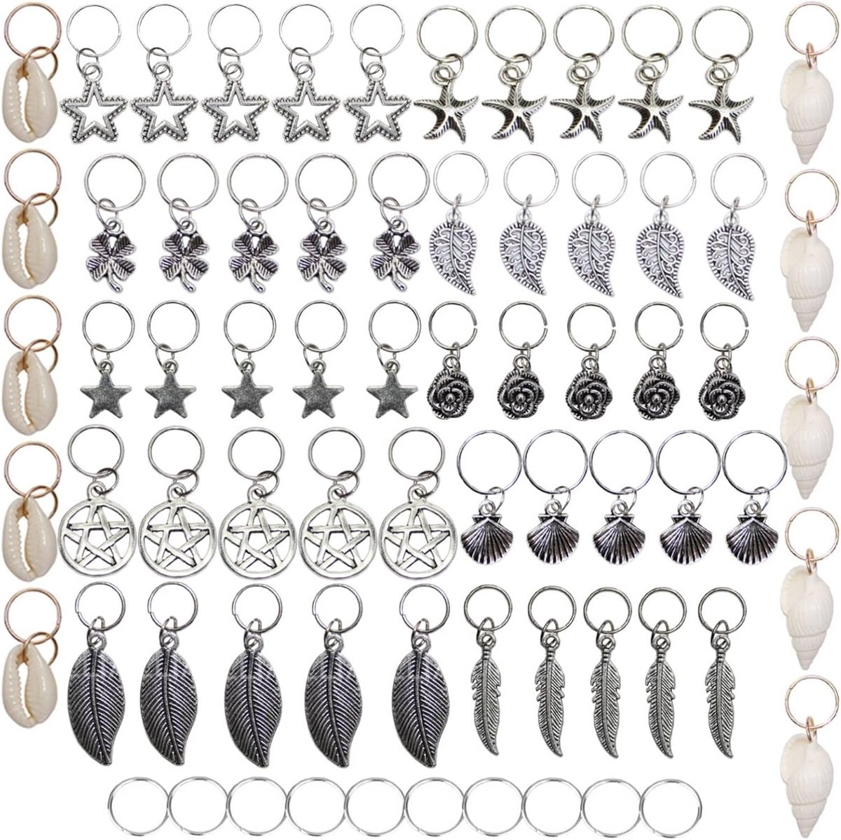 70 stuks gevlochten haarringen van metaal, dreadlocks, haaraccessoires, decoratie, metaal, haarvlechten, dreadlocks, haarsieraden, voor vrouwen en mannen