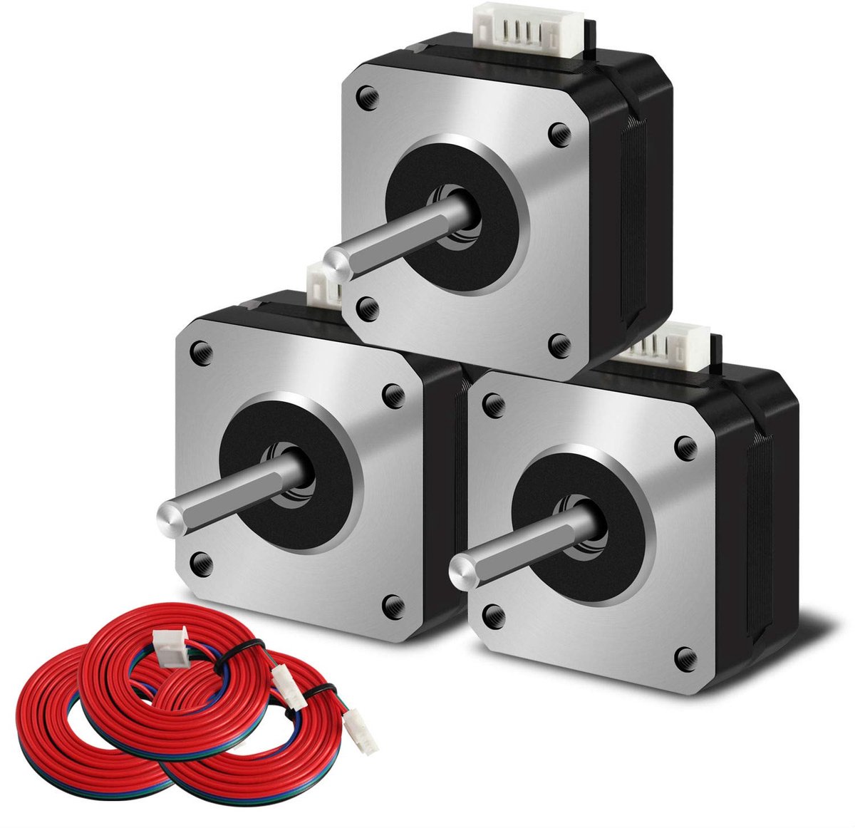 17 stappenmotor 42 x 23 mm pancake (3 stuks/verpakking) 1,5 A-3,8 V 2 fasen 4 draden 1,8 graden met 1 meter kabel voor 3D-printer-extruder stepper motor